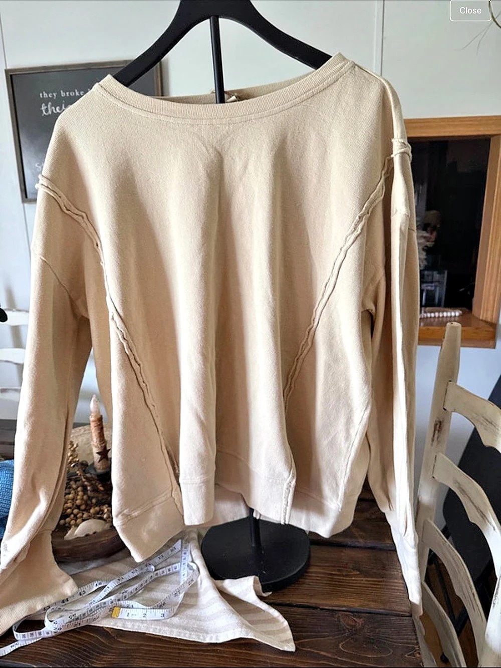 Easel Los Angeles Long Sleeve Top in Beige, like new, M